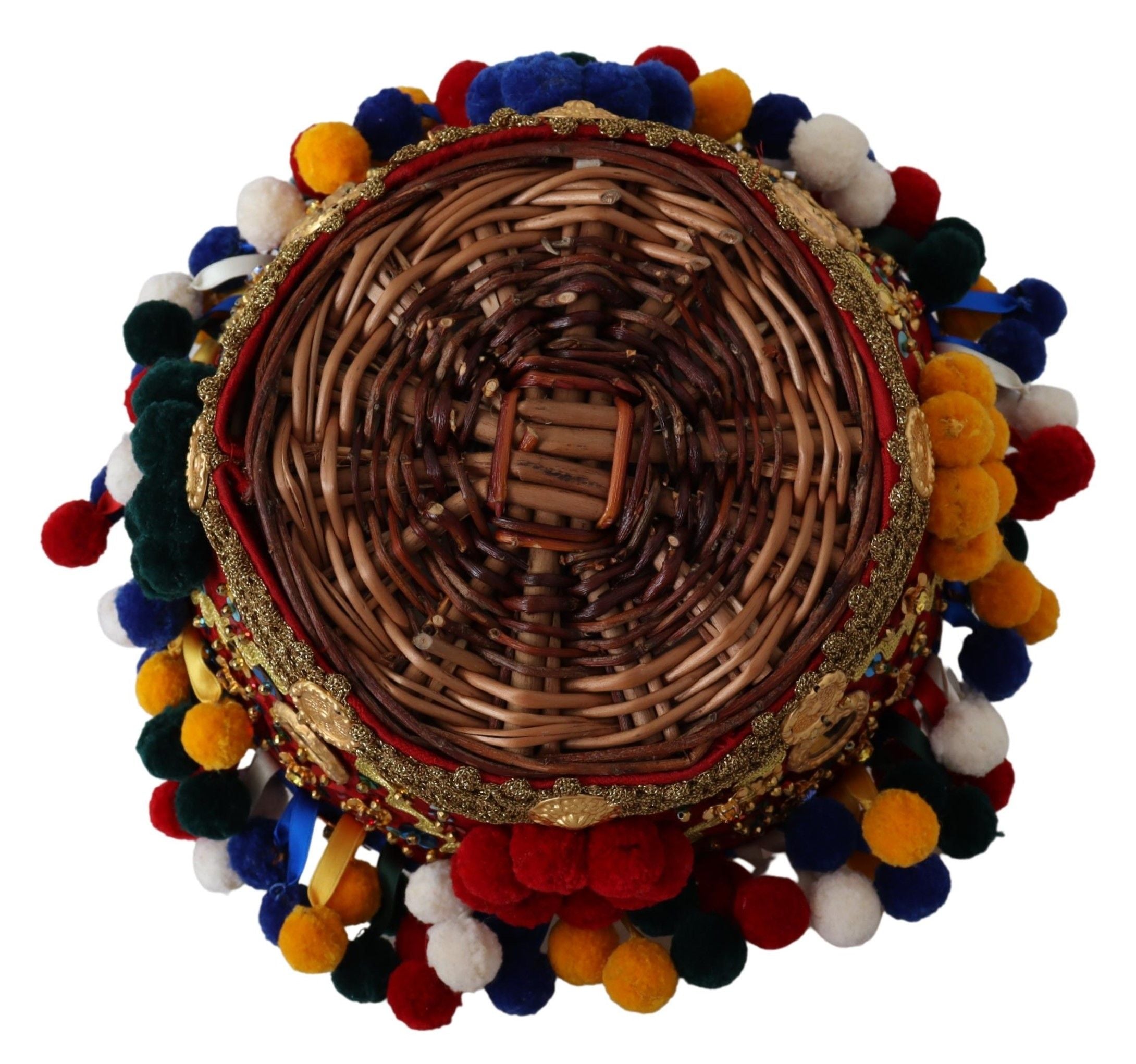 Multicolor Baumwolle verschönert Agnese Korb Tragetasche