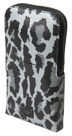 Grauer Leopard Leder Männer Geldbörse Crossbody Sling Telefon Tasche