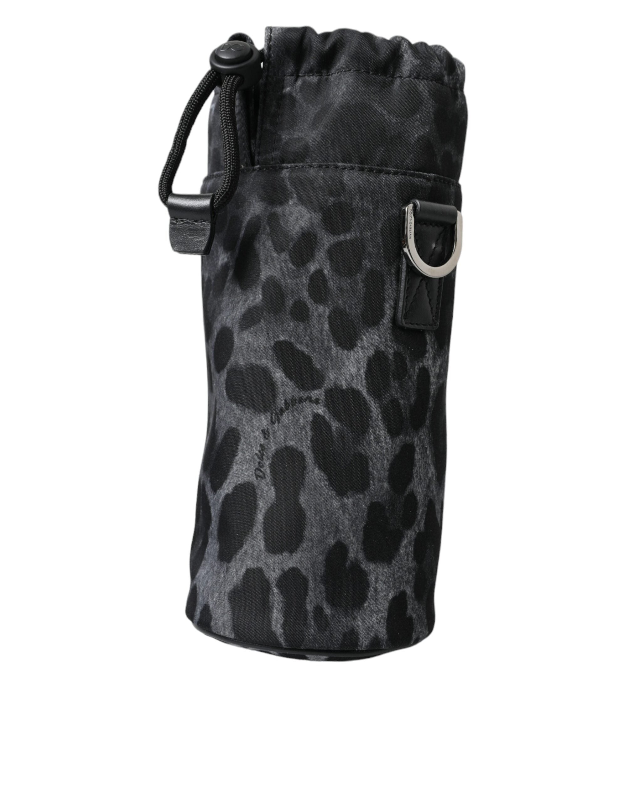 Schwarzer Leopard Runde schlanke Tote Flaschenhaltertasche