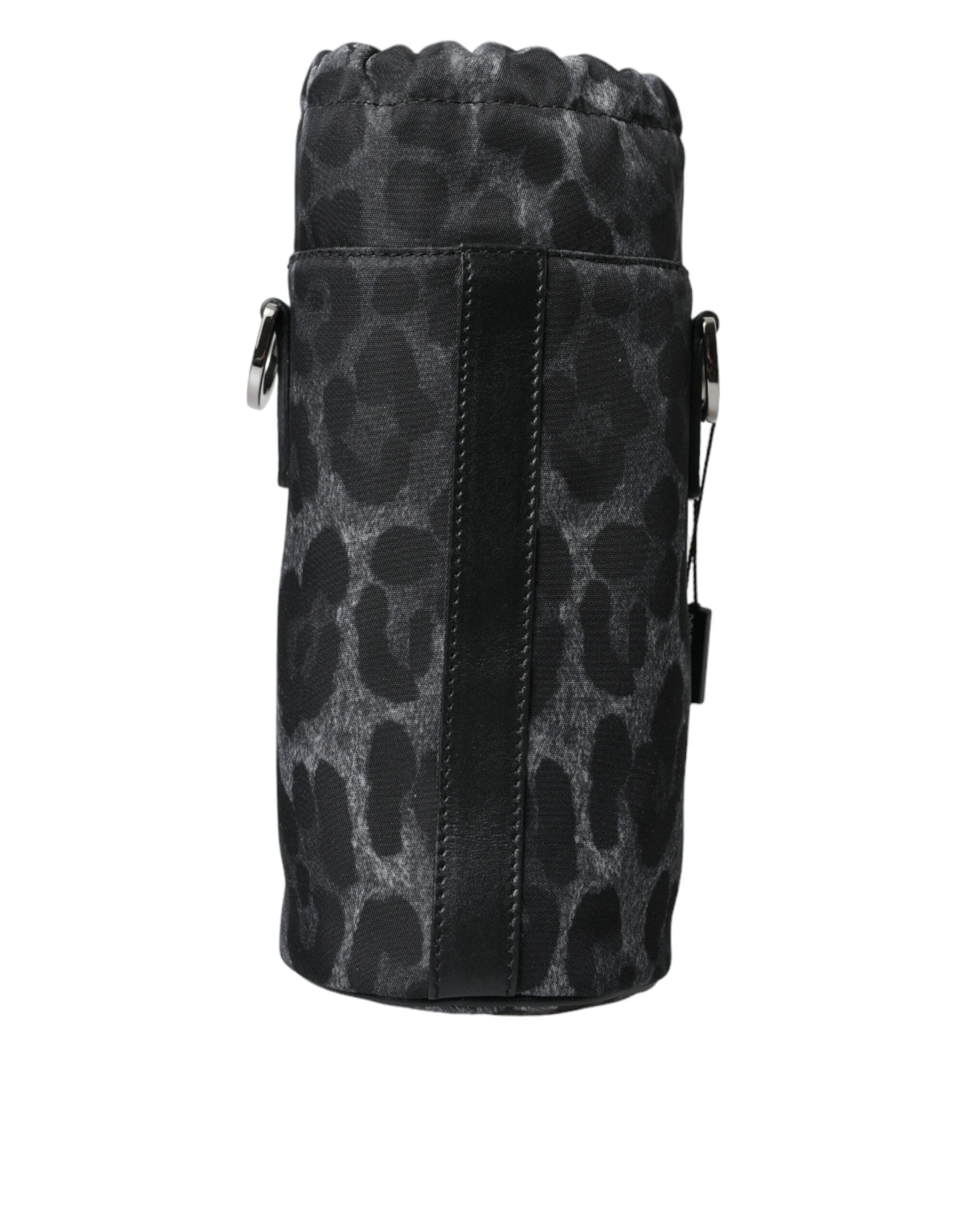 Schwarzer Leopard Runde schlanke Tote Flaschenhaltertasche