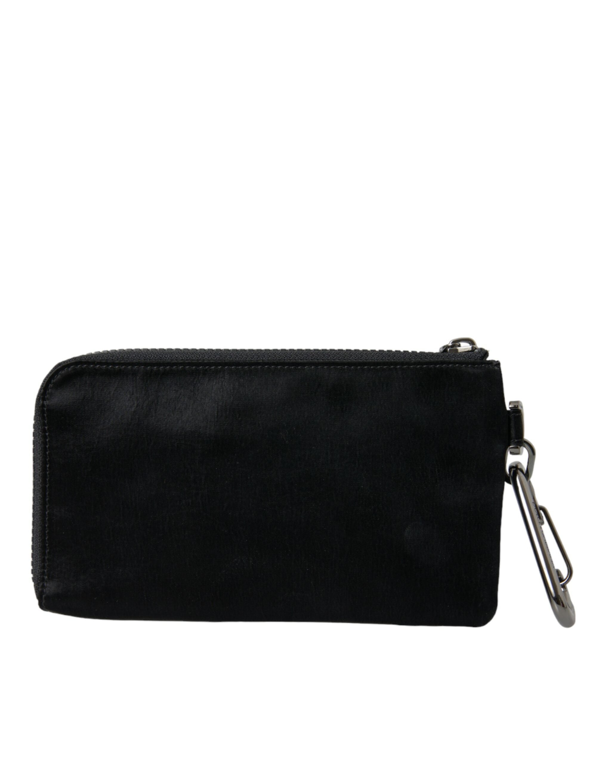 Schwarzes Nylon Logo Plaque Schlüsselanhänger Beutel Clutch Taschen