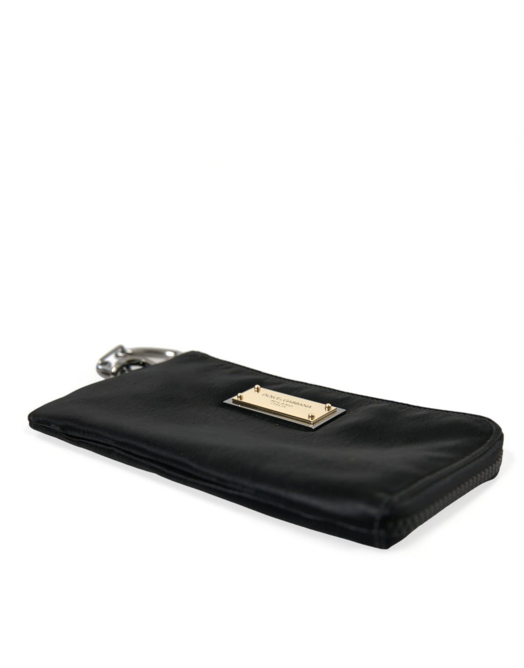 Schwarzes Nylon Logo Plaque Schlüsselanhänger Beutel Clutch Taschen