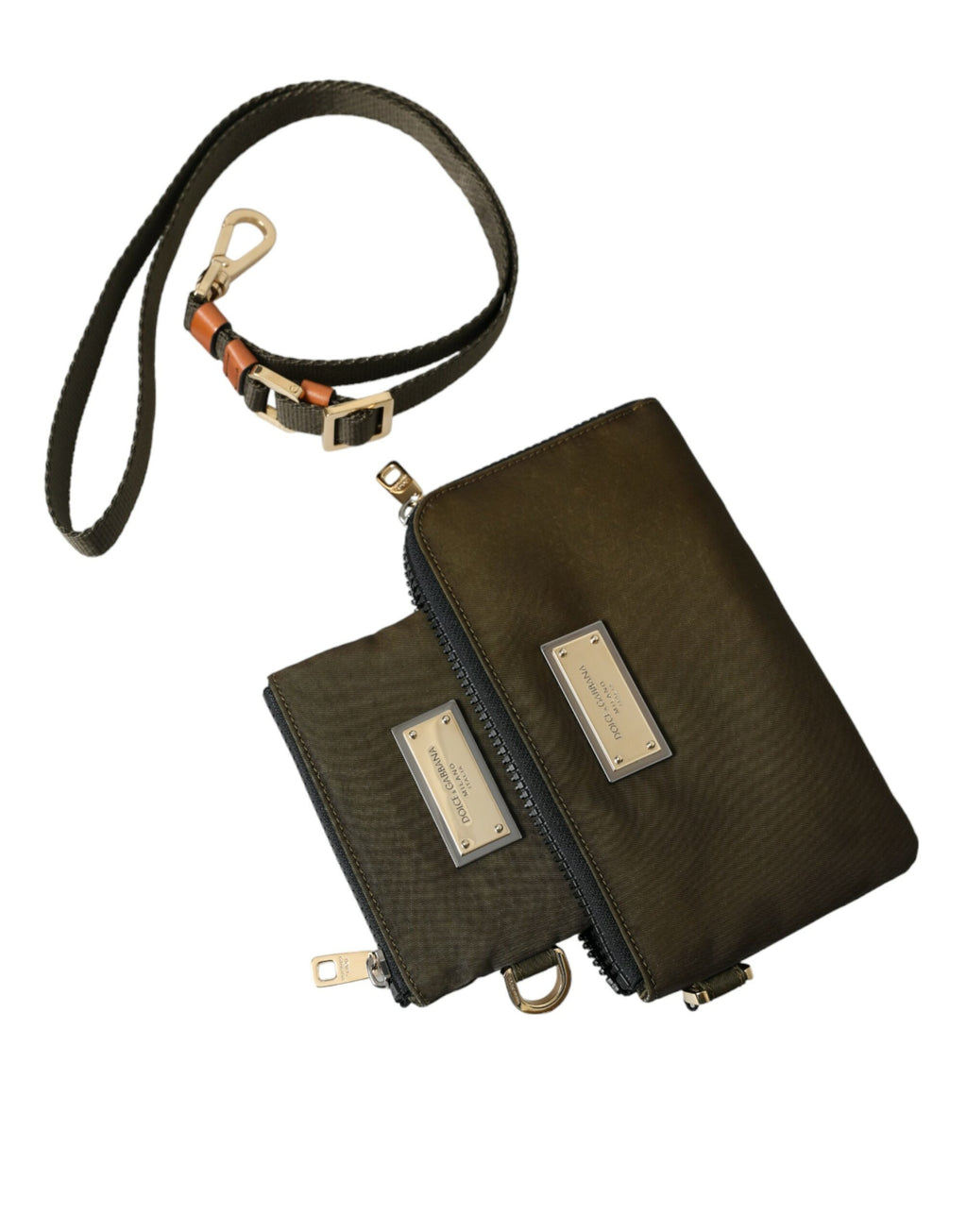 Dunkelgrünes Nylon Logo Multifunktionsset 2er Set Taschen