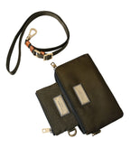 Dunkelgrünes Nylon Logo Multifunktionsset 2er Set Taschen