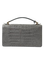 Graue Exotenleder Handtasche Medium Schulter