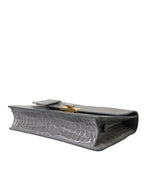 Graue Exotenleder Handtasche Medium Schulter