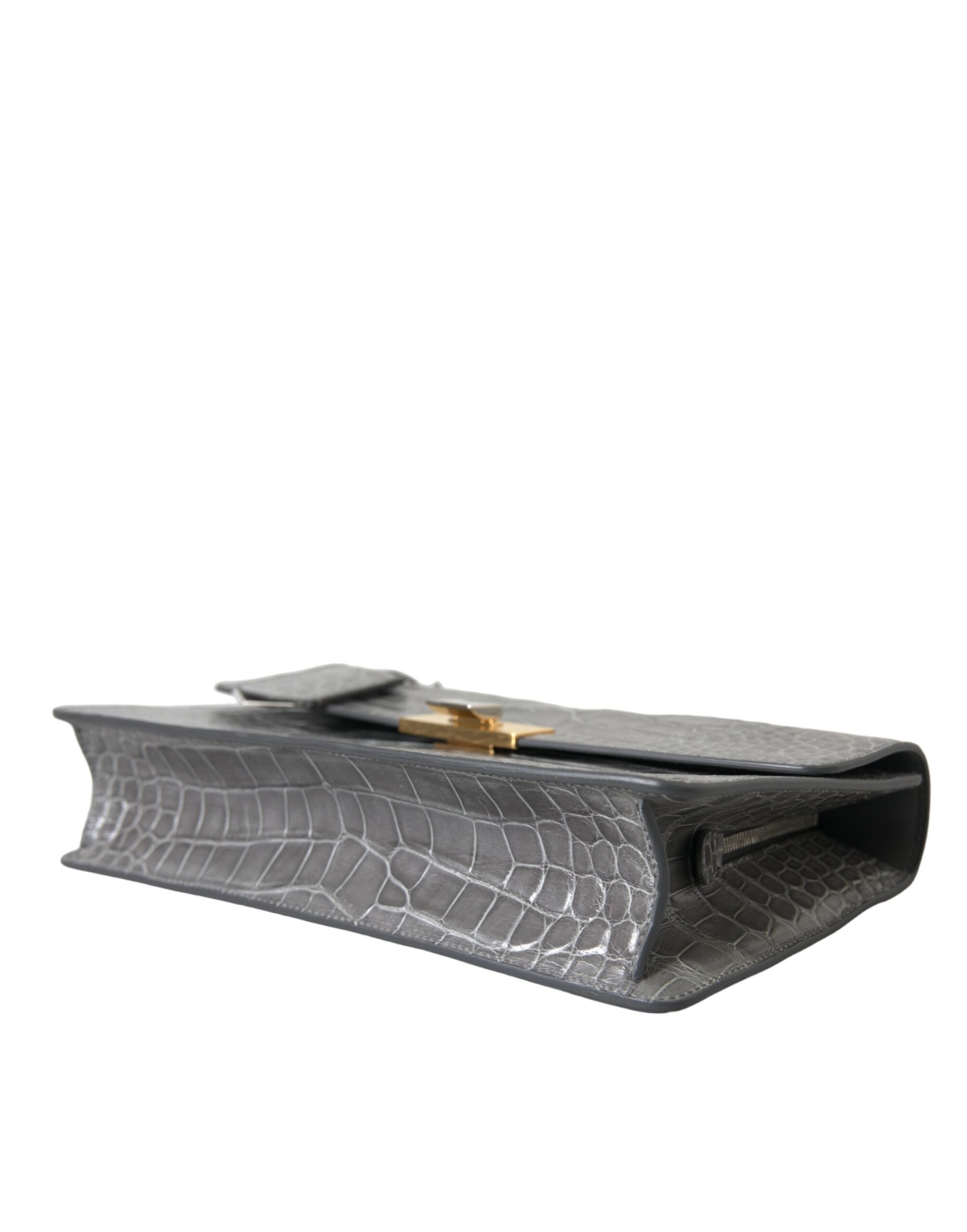 Graue Exotenleder Handtasche Medium Schulter