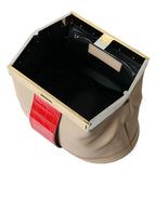 Beige Rot Zweifarbige Tasche aus exotischem Leder