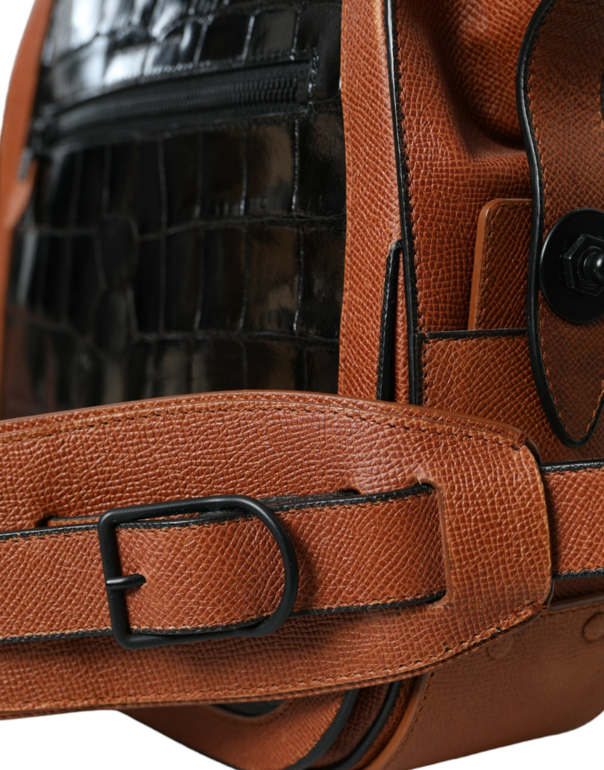 Schwarz Braun Exotische Haut Leder Vertikale Crossbody Geldbörse Tasche