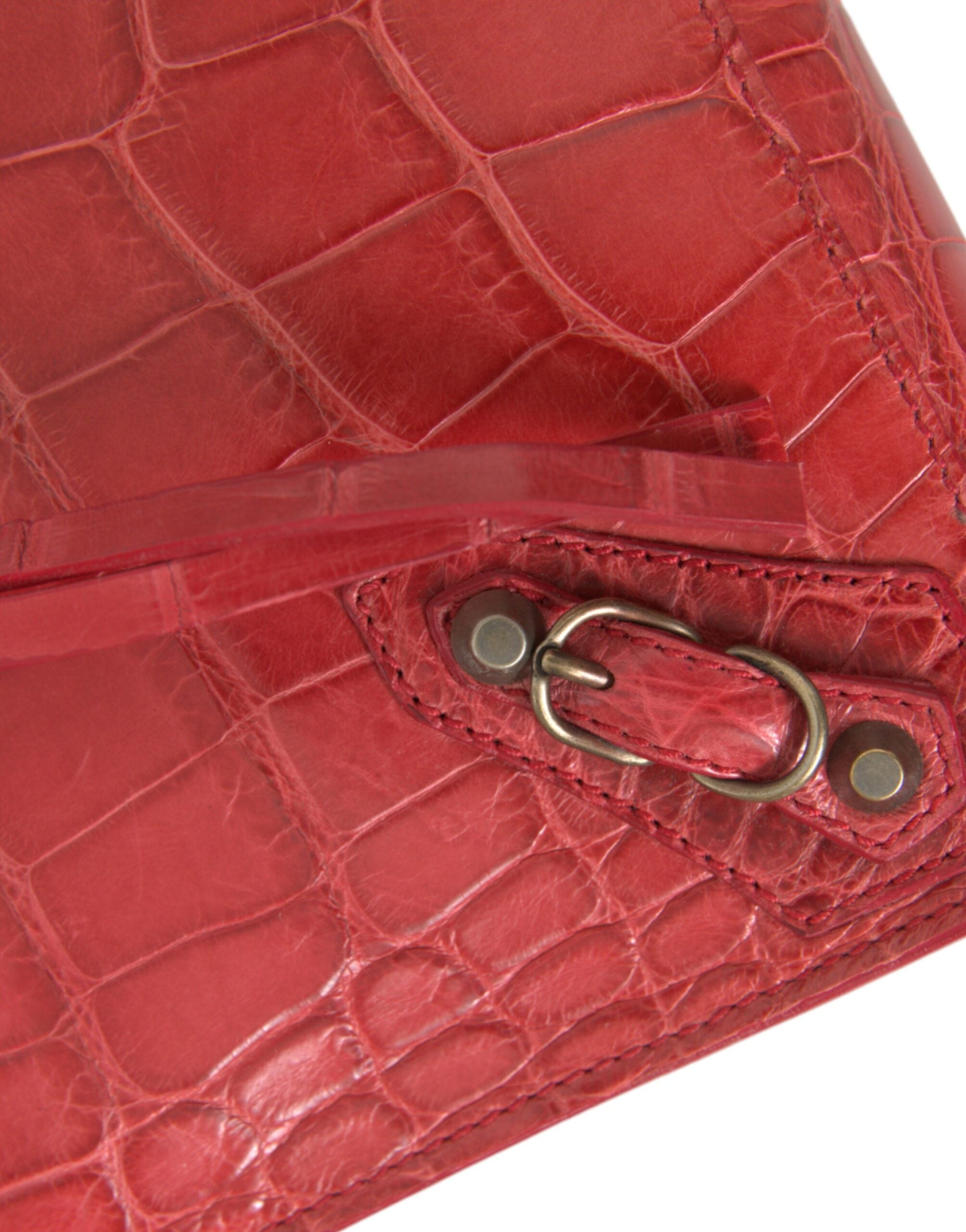 Rote exotische Haut Leder Classic Pouch Geldbörse Handgelenk Tasche