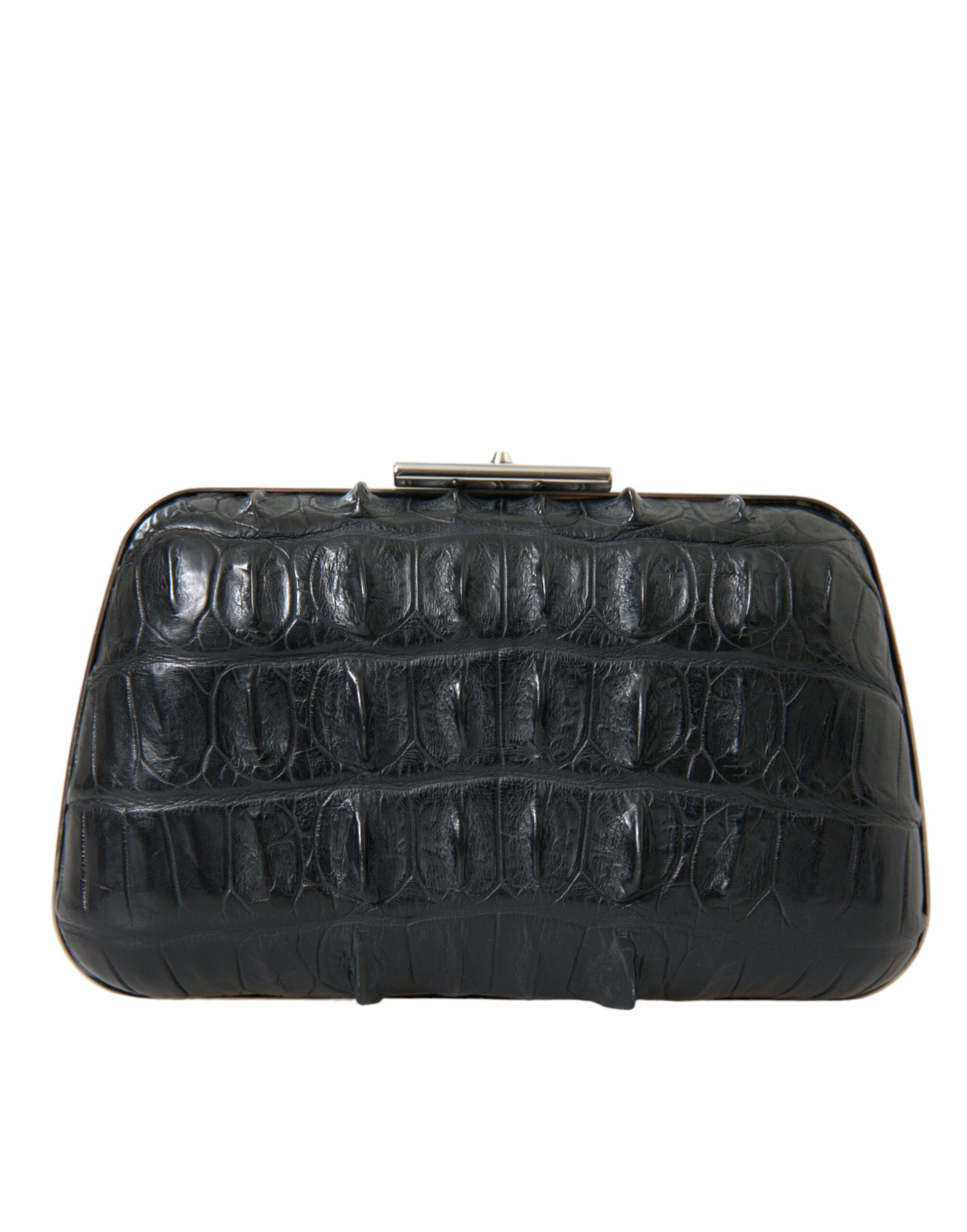 Schwarze Exotenhaut Leder Umhängetasche Crossbody Box Clutch Bag