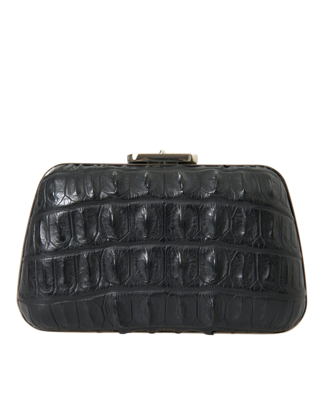 Schwarze Exotenhaut Leder Umhängetasche Crossbody Box Clutch Bag