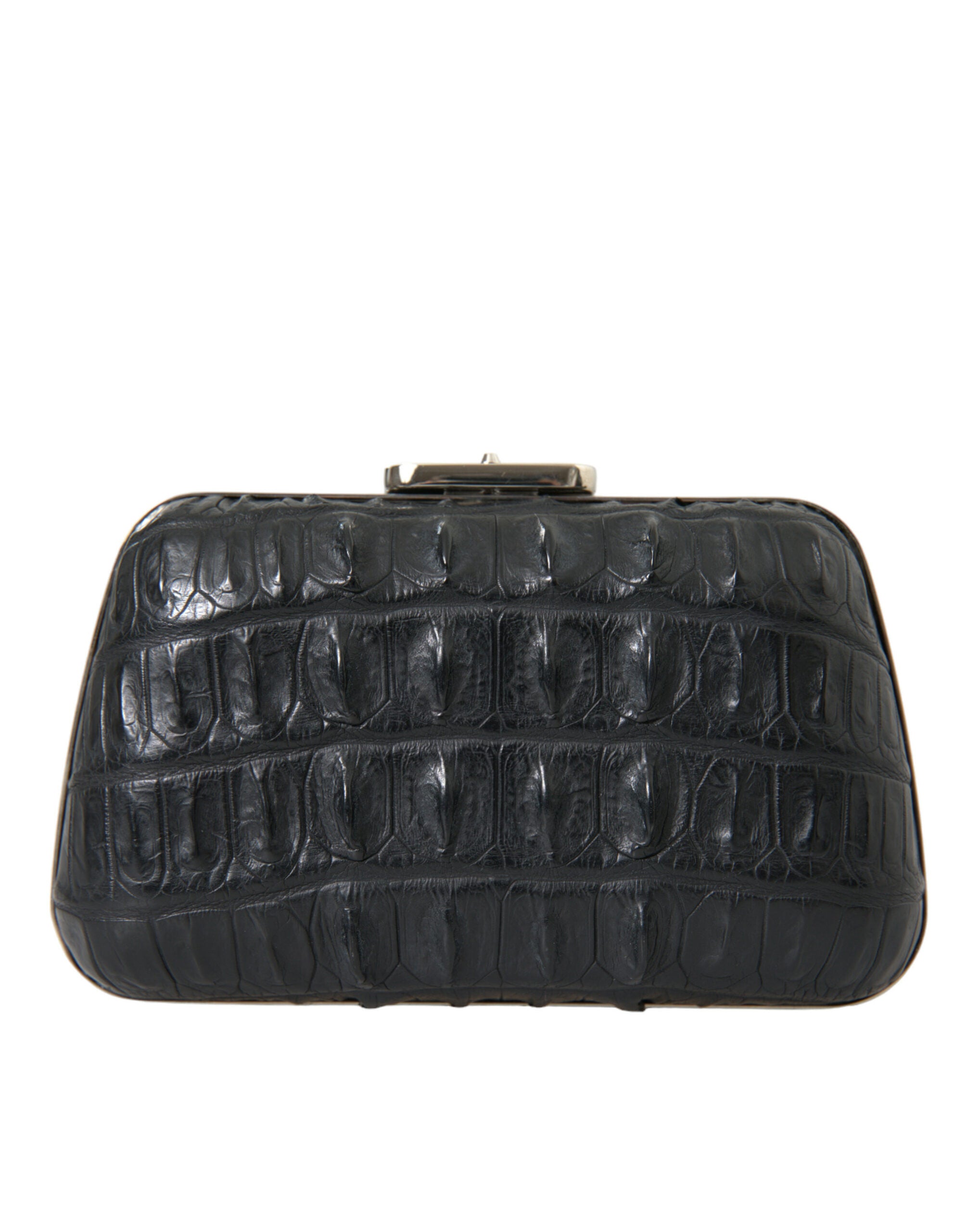 Schwarze Exotenhaut Leder Umhängetasche Crossbody Box Clutch Bag
