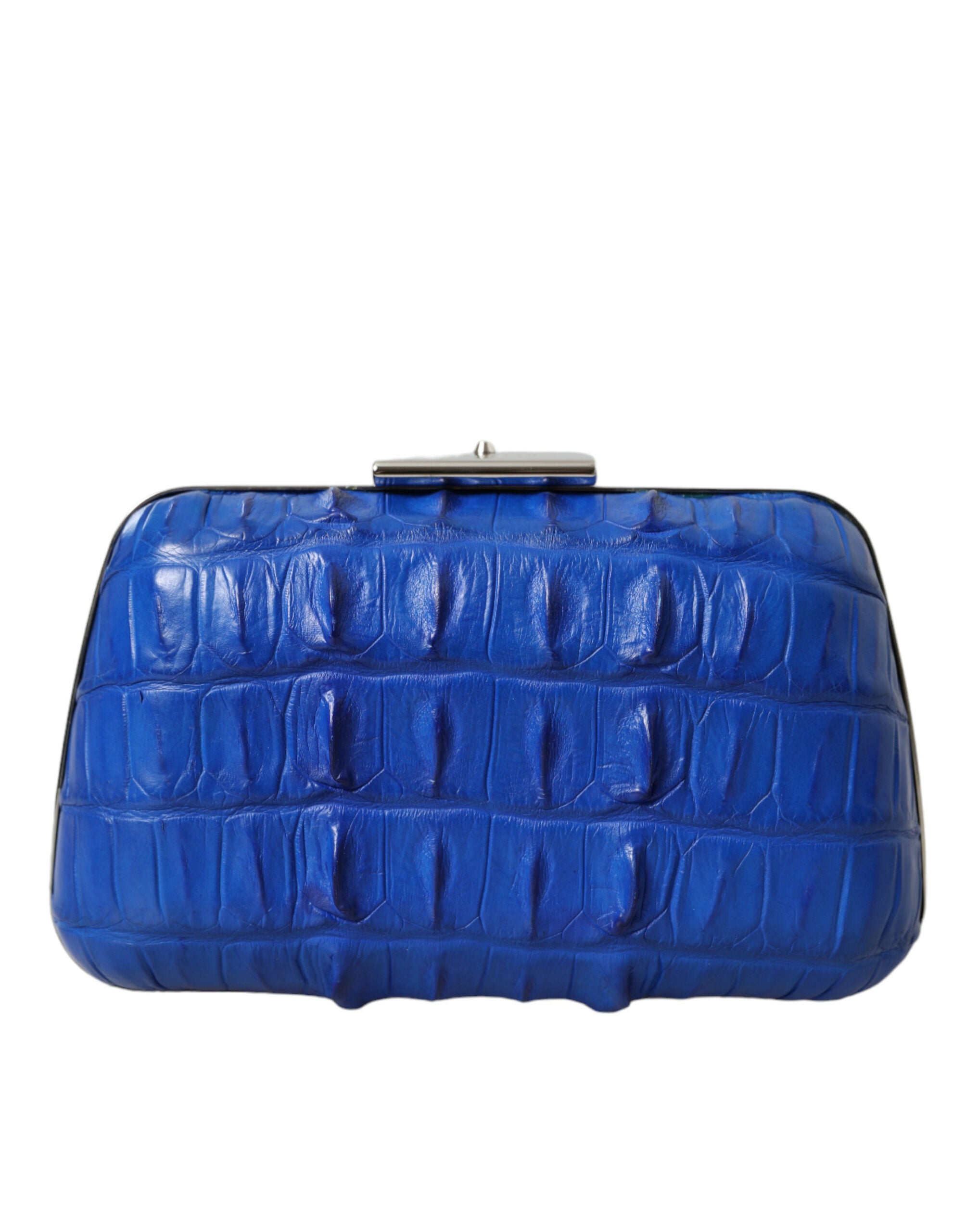 Blaue exotische Haut Leder Schulter Crossbody Box Clutch Tasche