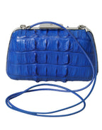 Blaue exotische Haut Leder Schulter Crossbody Box Clutch Tasche