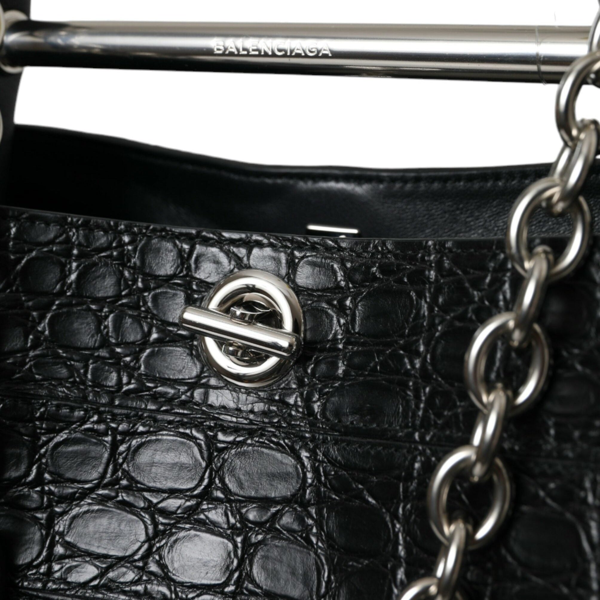 Schwarzes Exotenleder Maxi Bucket Tote Geldbörse Tasche