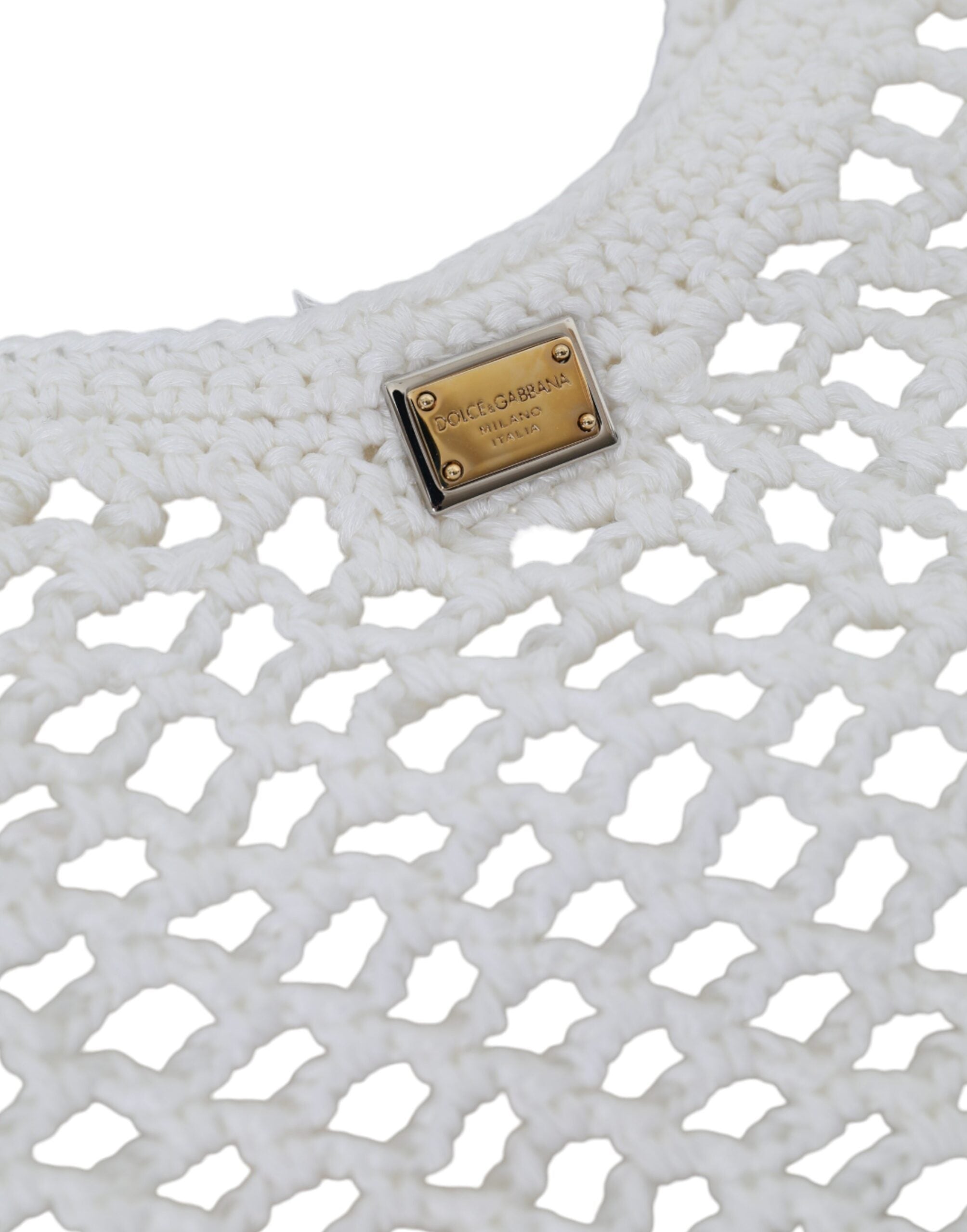 Weiß Grün gestrickt Baumwolle Logo Einkaufstasche