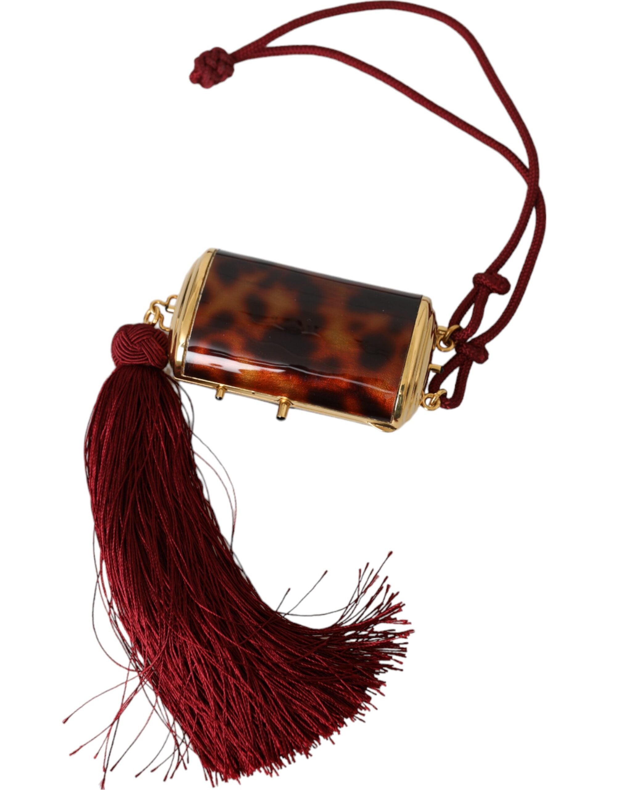 Brauner Leopard Mini-Spiegel Quaste Make-up-Halter Tasche