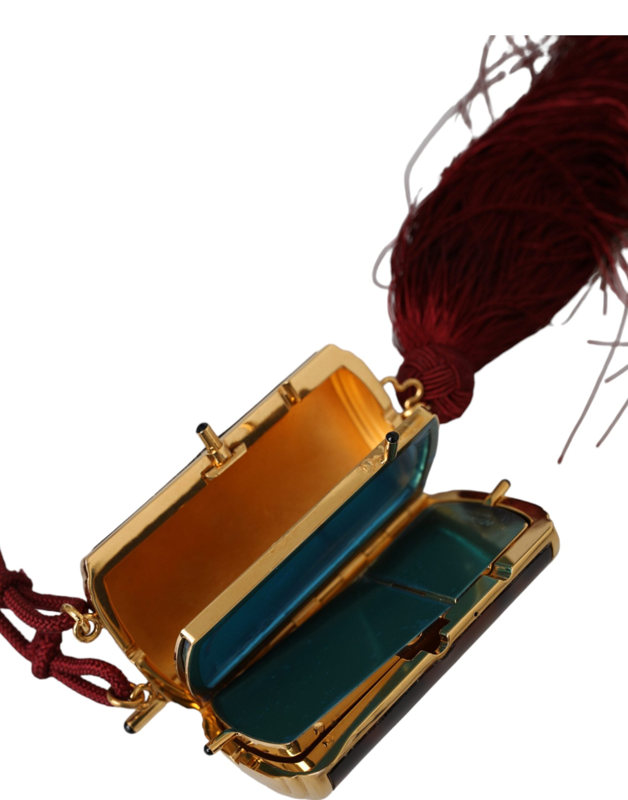 Brauner Leopard Mini-Spiegel Quaste Make-up-Halter Tasche