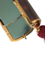 Brauner Leopard Mini-Spiegel Quaste Make-up-Halter Tasche