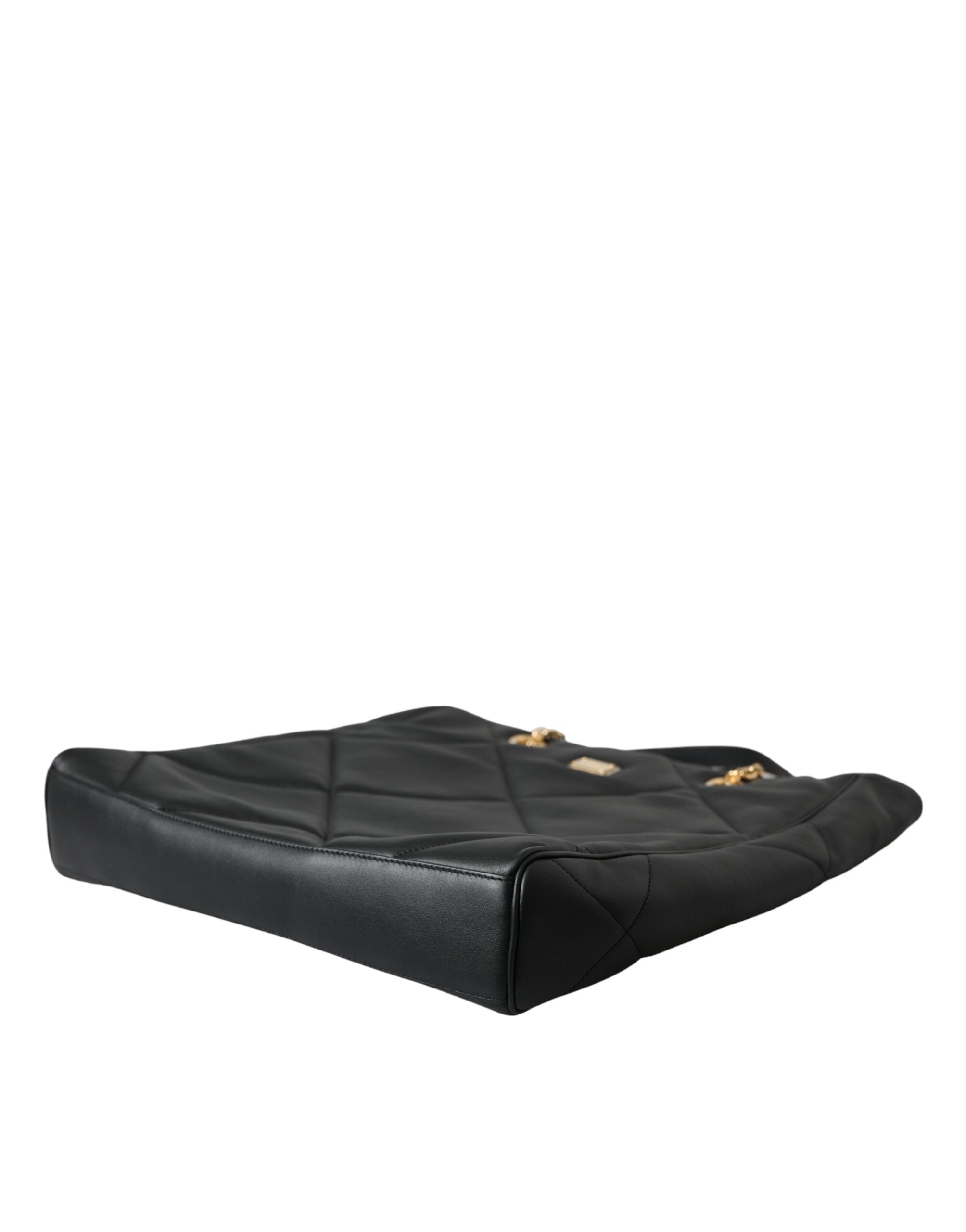 Schwarze Leder JUNGLE gesteppte Einkaufstasche