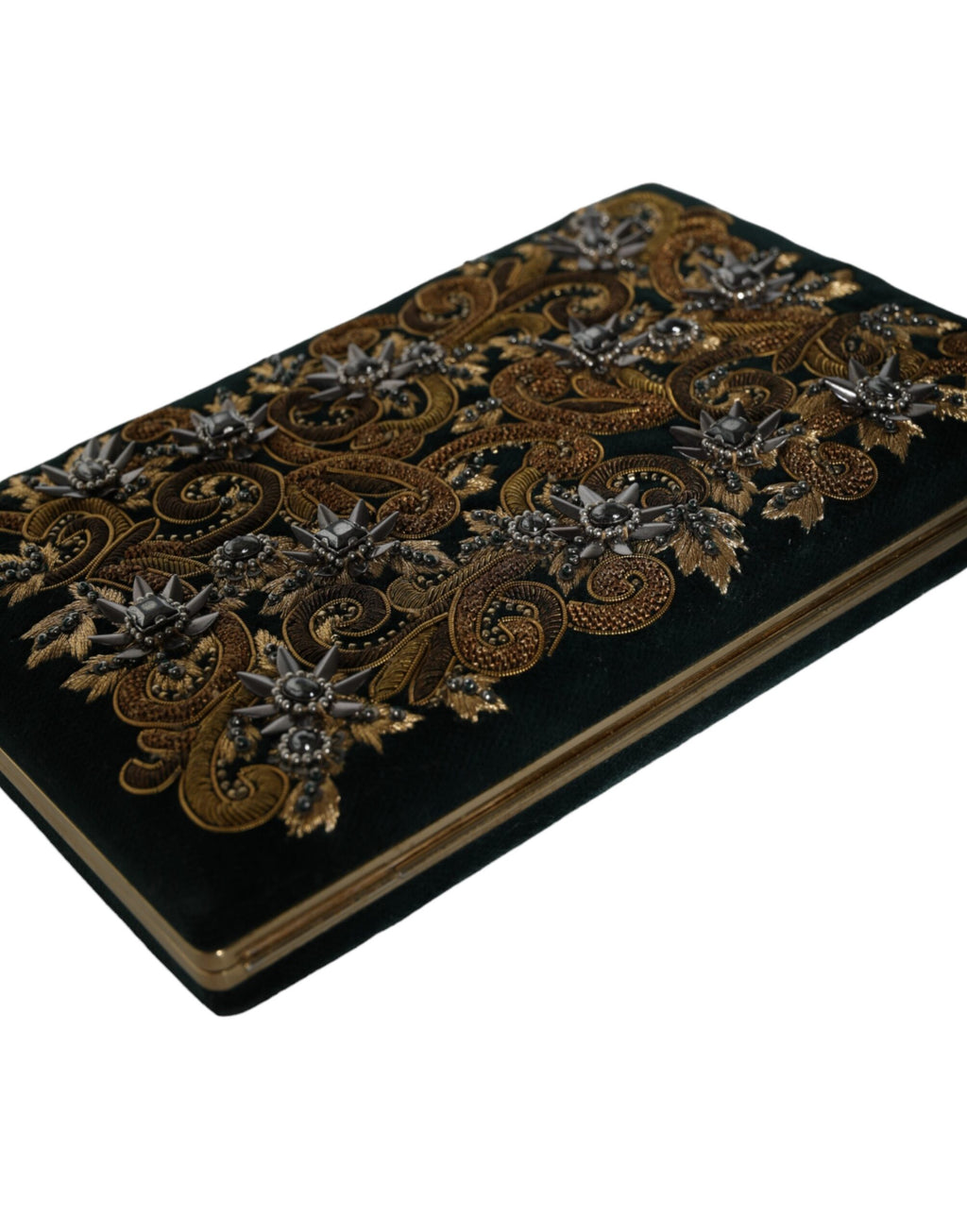 Schwarzer Samt Goldrahmen Clutch Abend Party Handtasche