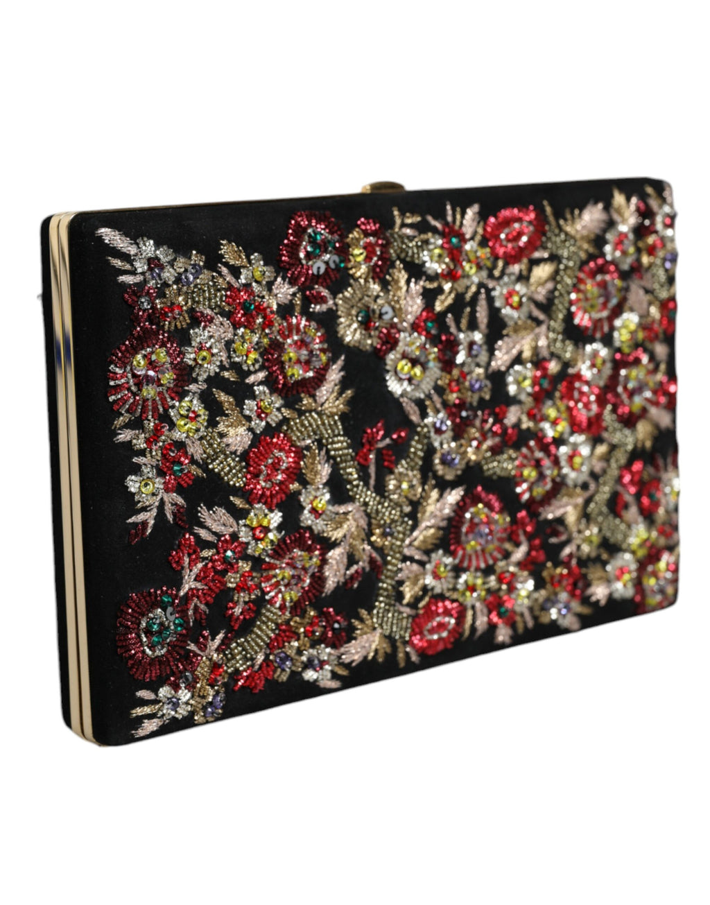 Multicolor Floral Gold Frame Clutch Abend Handtasche