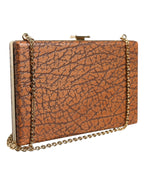 Braunes Leder Goldrahmen Clutch Mini Crossbody Tasche