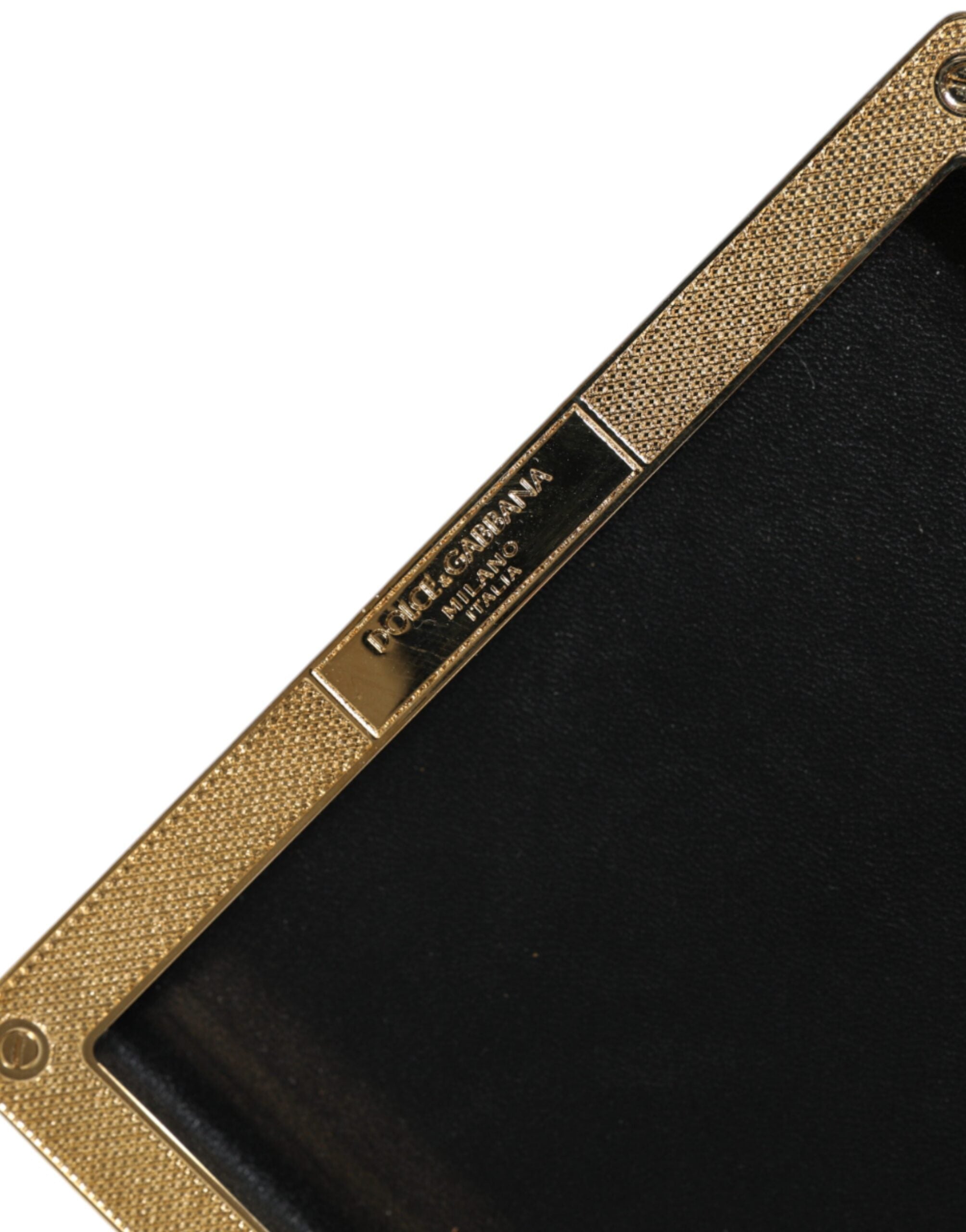 Schwarzes Leder Nieten Goldrahmen Clutch Abendtasche Tasche