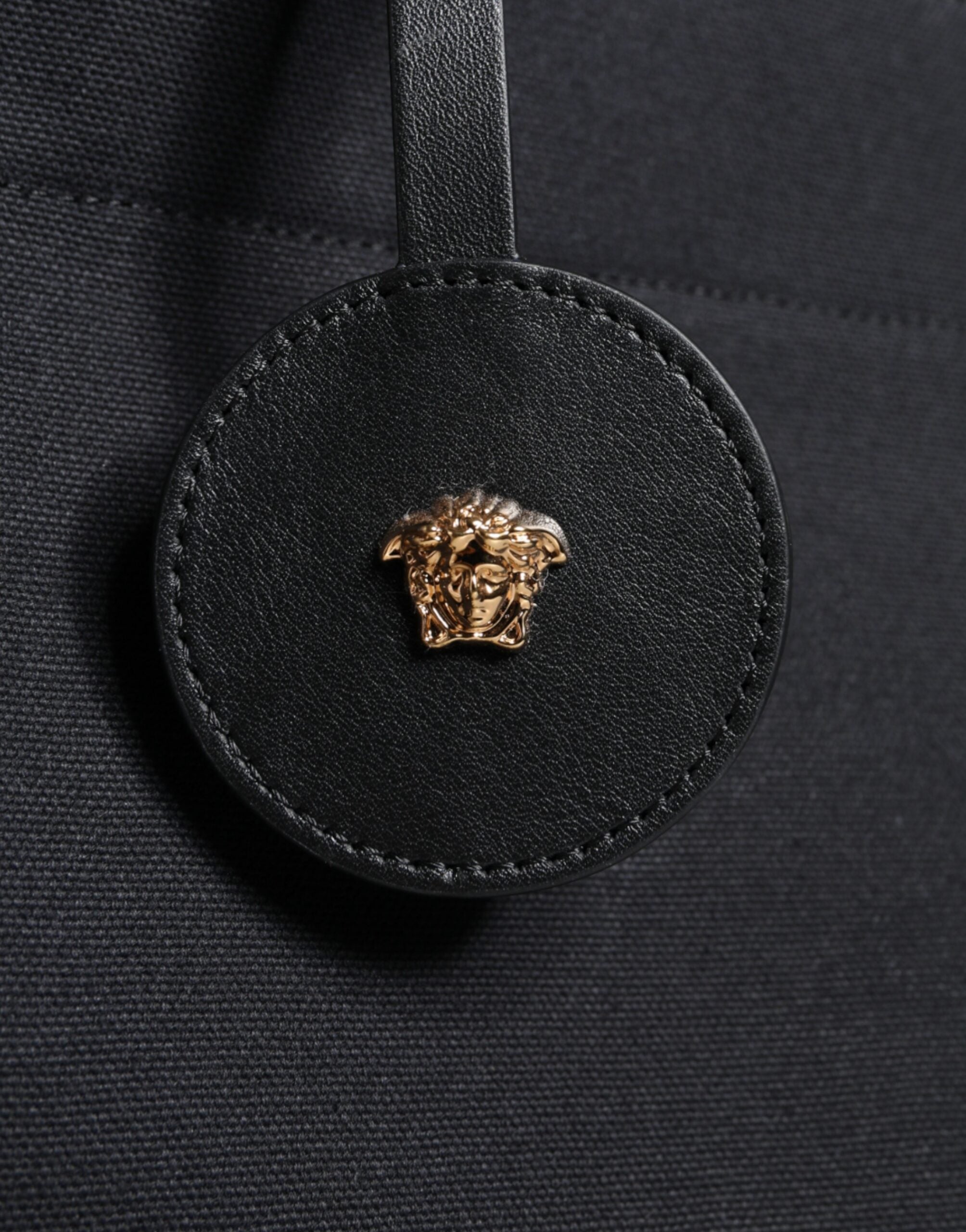 Schwarze Top Handle Canvas Leder Logo Crossbody Tote Bag