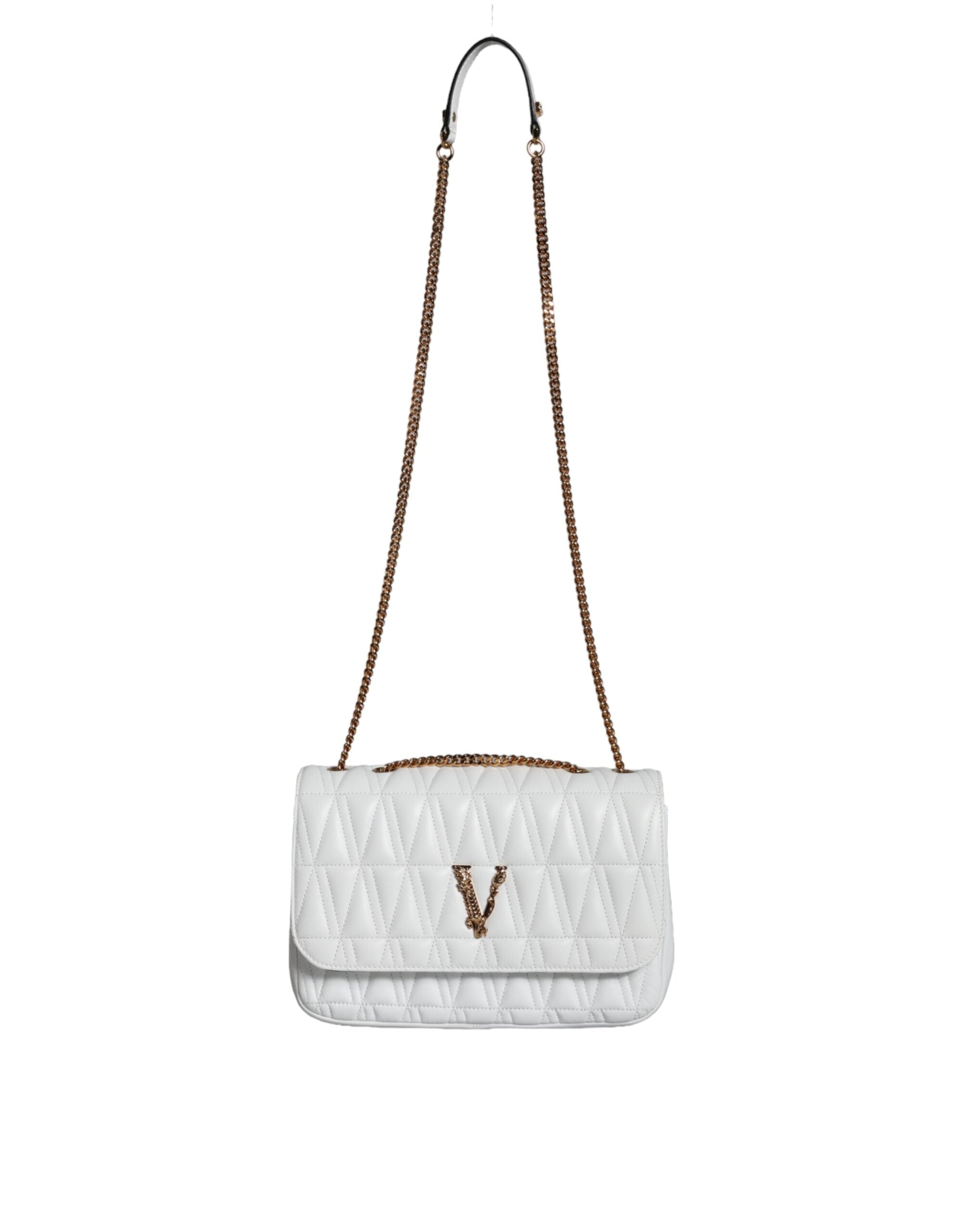 Weiße Mini-Nappaleder-Crossbody-Umhängetasche
