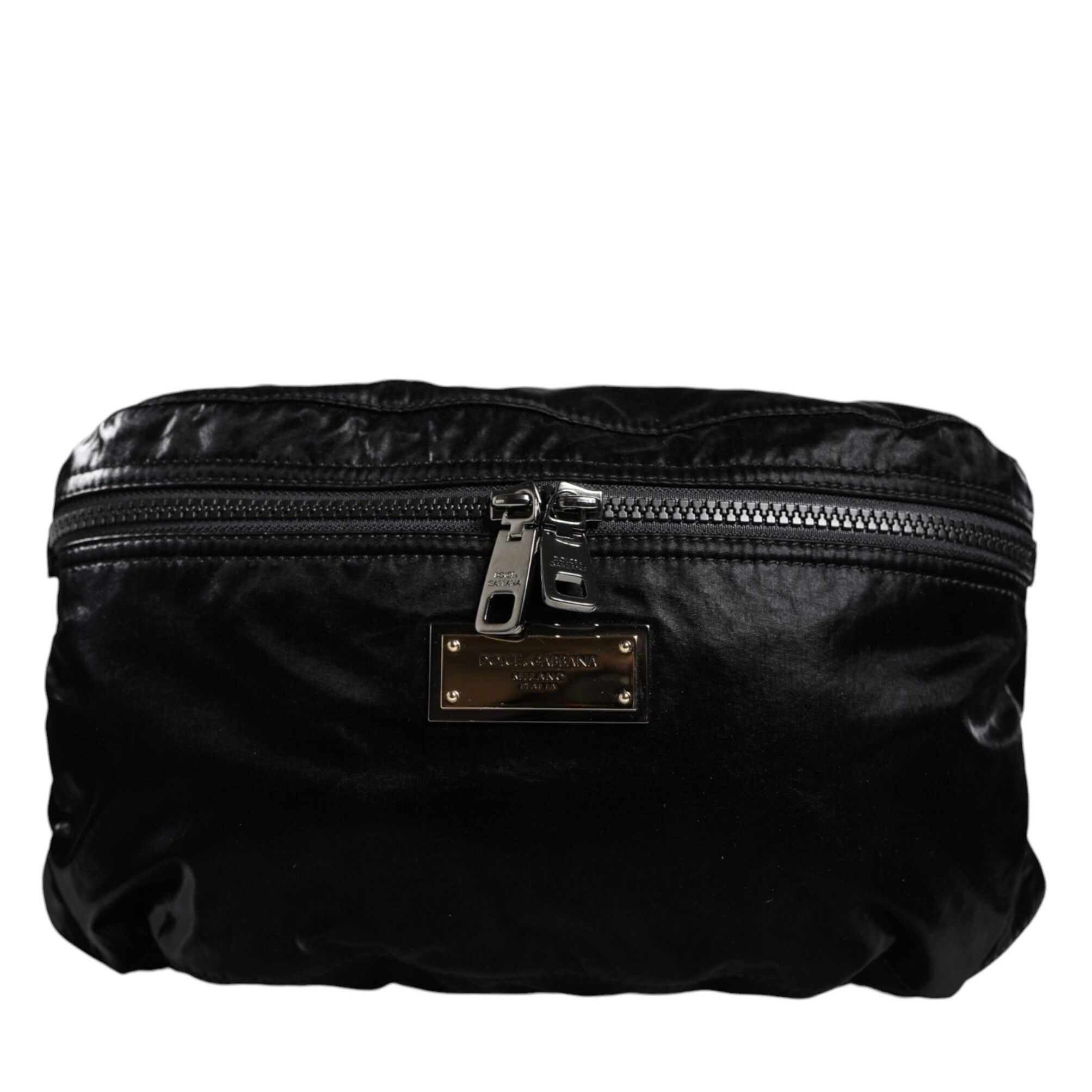 Schwarzer Nylon Stoff Gürtel Taille Fanny Pack Tasche