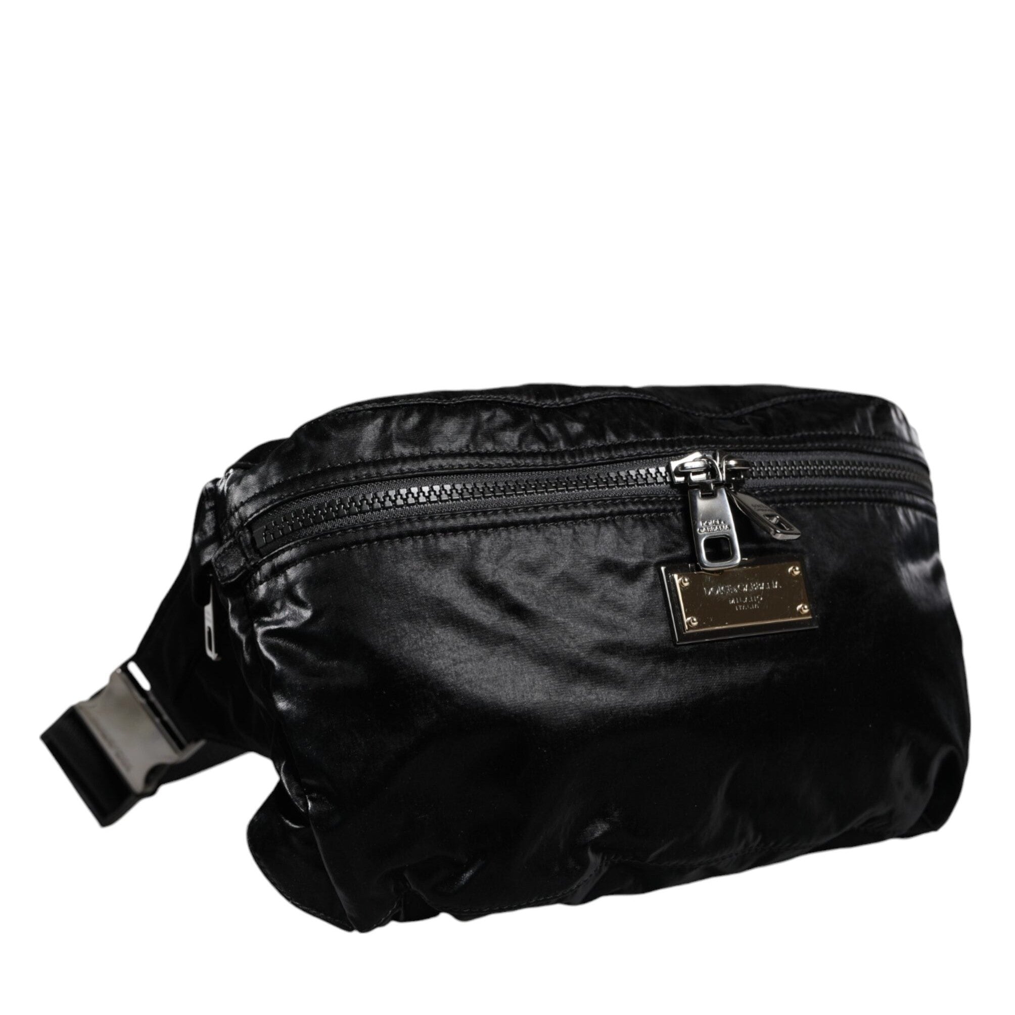Schwarzer Nylon Stoff Gürtel Taille Fanny Pack Tasche