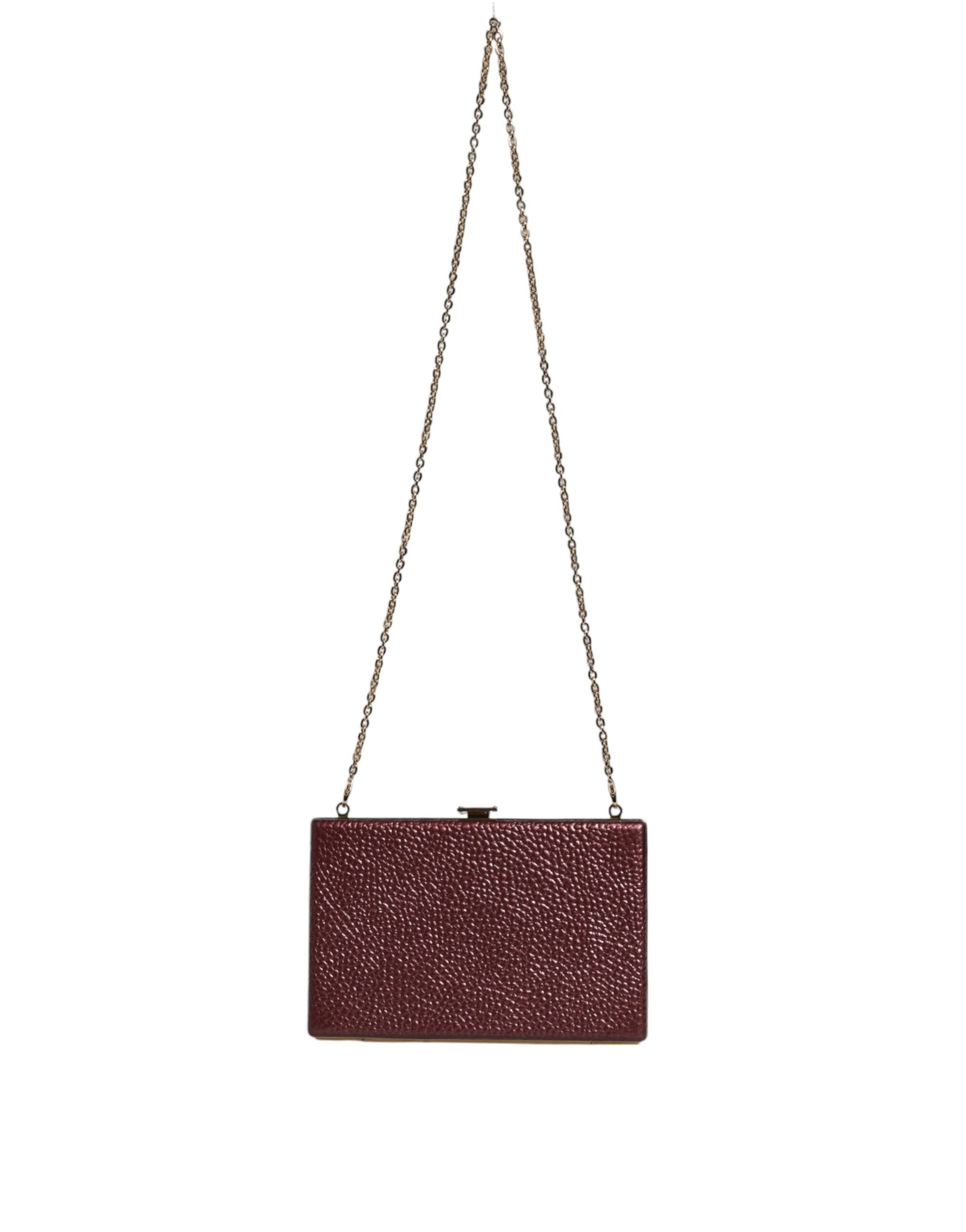 Maroon Leder Clutch Abend Crossbody Tasche