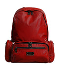 Rote Lackleder-Logo-Plakette Rucksack Tasche