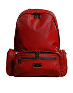 Rote Lackleder-Logo-Plakette Rucksack Tasche