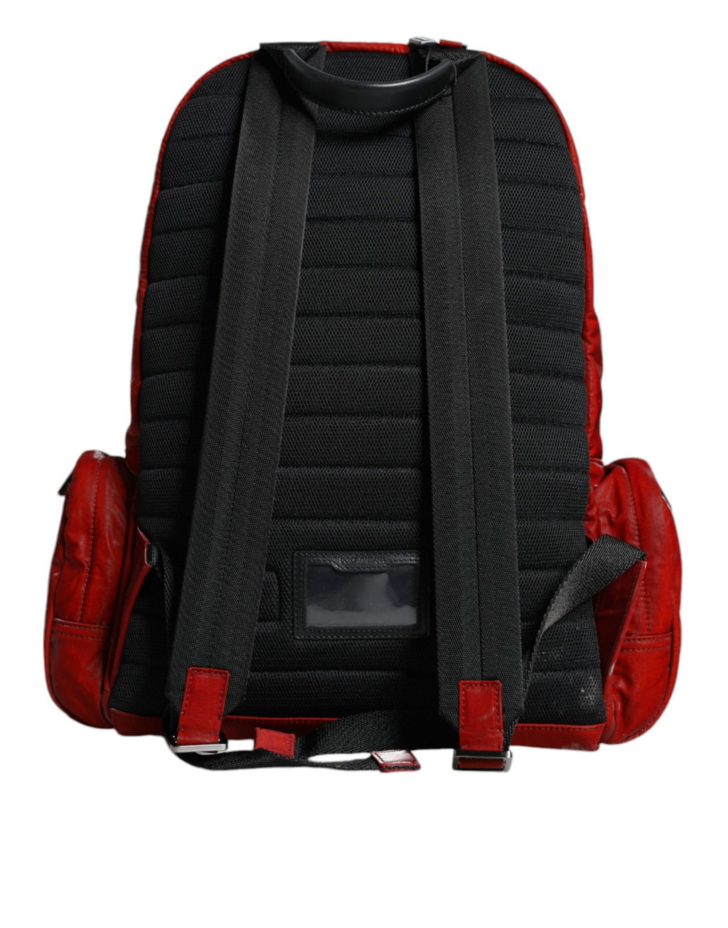 Rote Lackleder-Logo-Plakette Rucksack Tasche