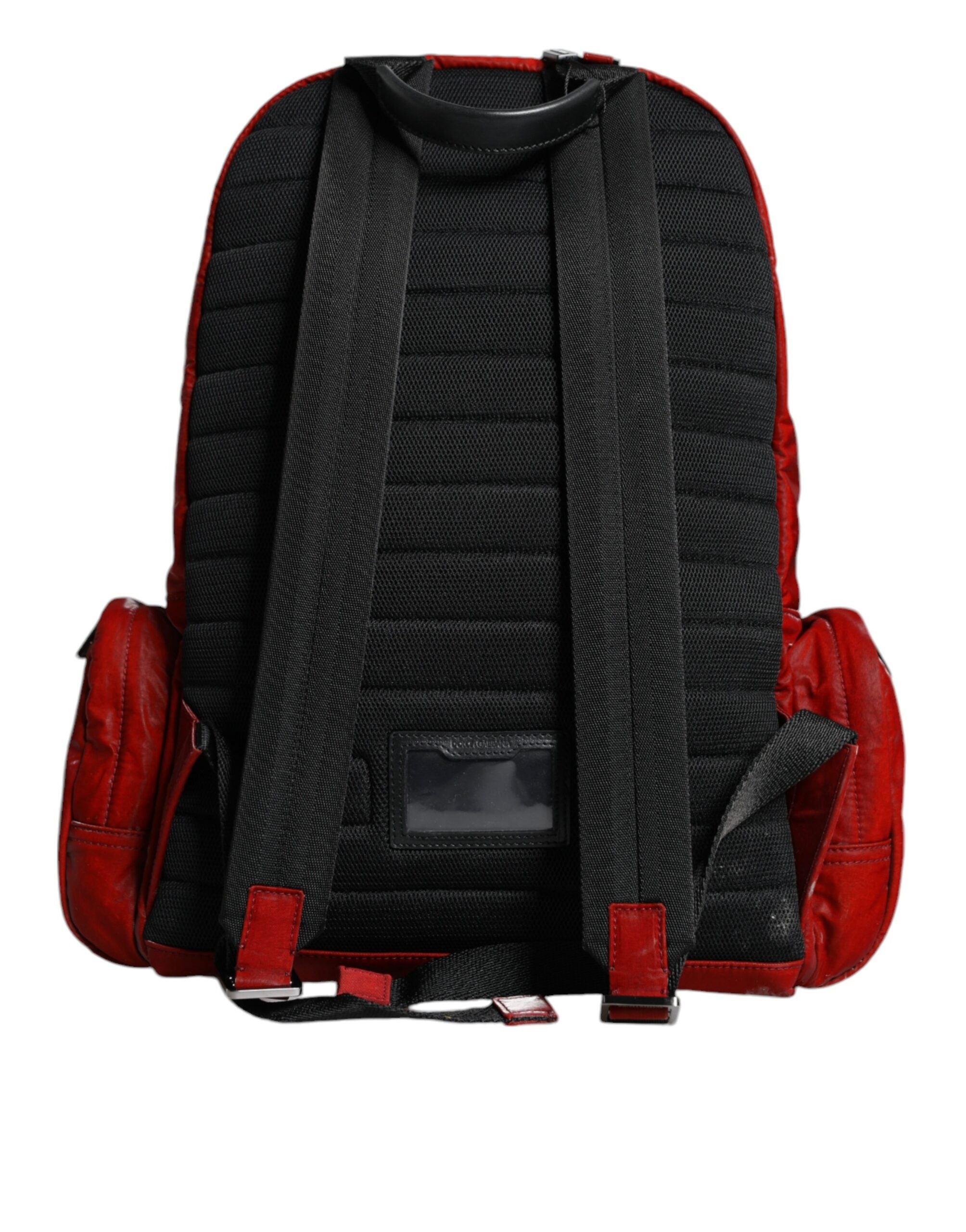 Rote Lackleder-Logo-Plakette Rucksack Tasche