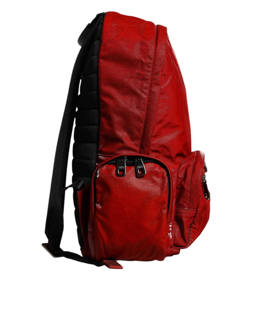 Rote Lackleder-Logo-Plakette Rucksack Tasche