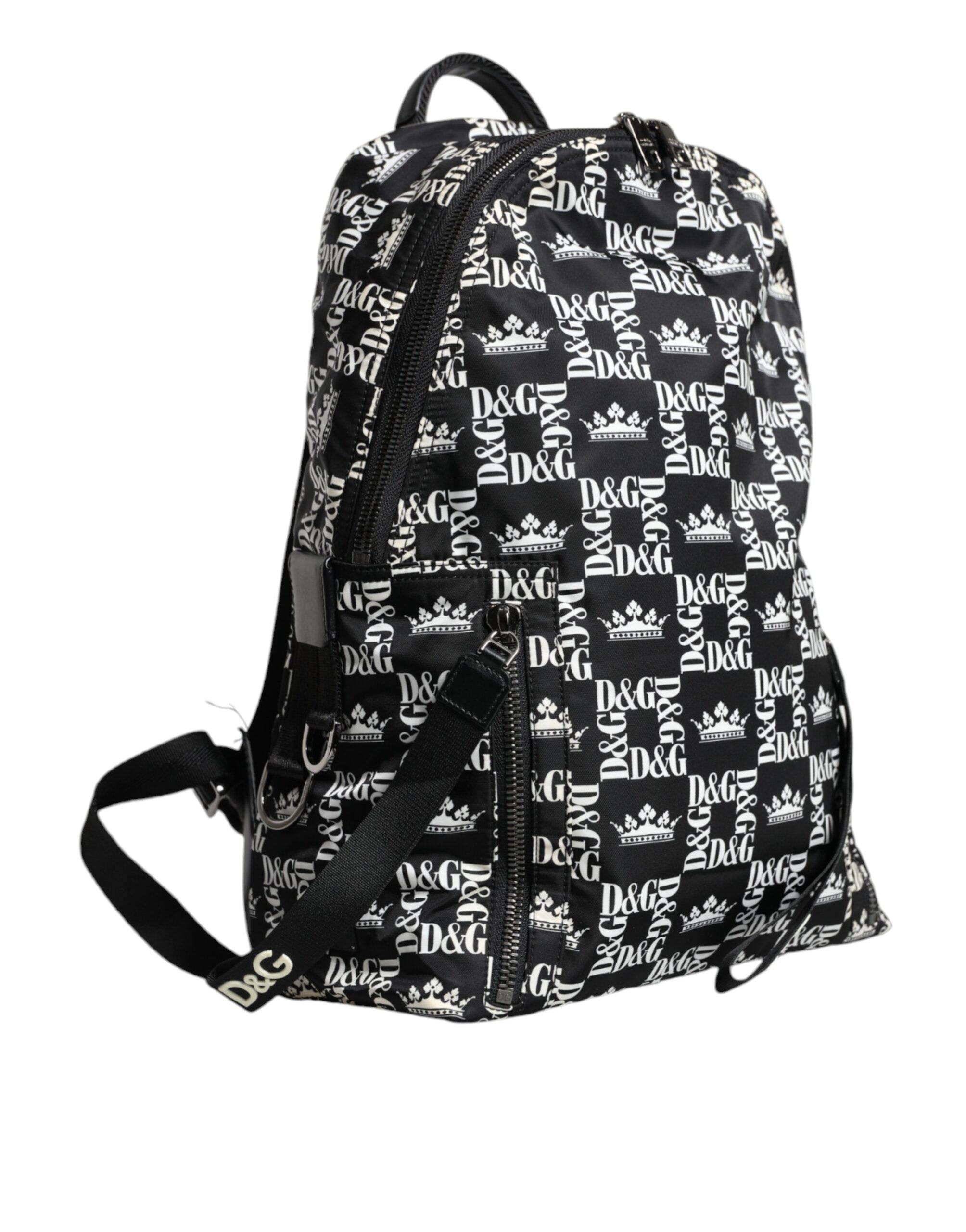 Schwarz Weiß DG Crown Logo Nylon Rucksack Tasche