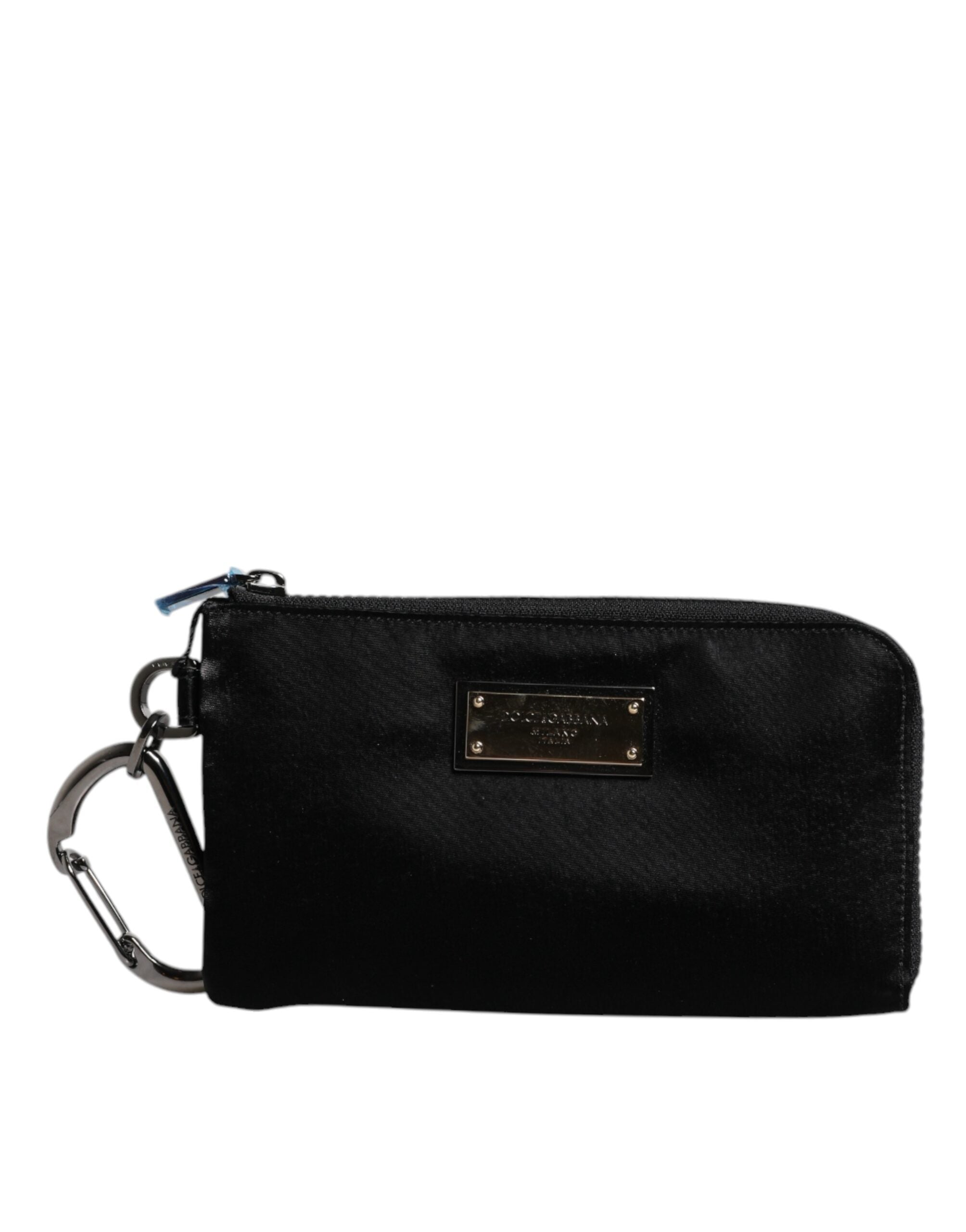Schwarzes Nylon Logo Plaque Schlüsselanhänger Tasche Clutch