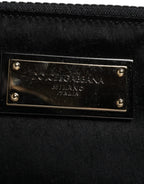 Schwarzes Nylon Logo Plaque Schlüsselanhänger Tasche Clutch