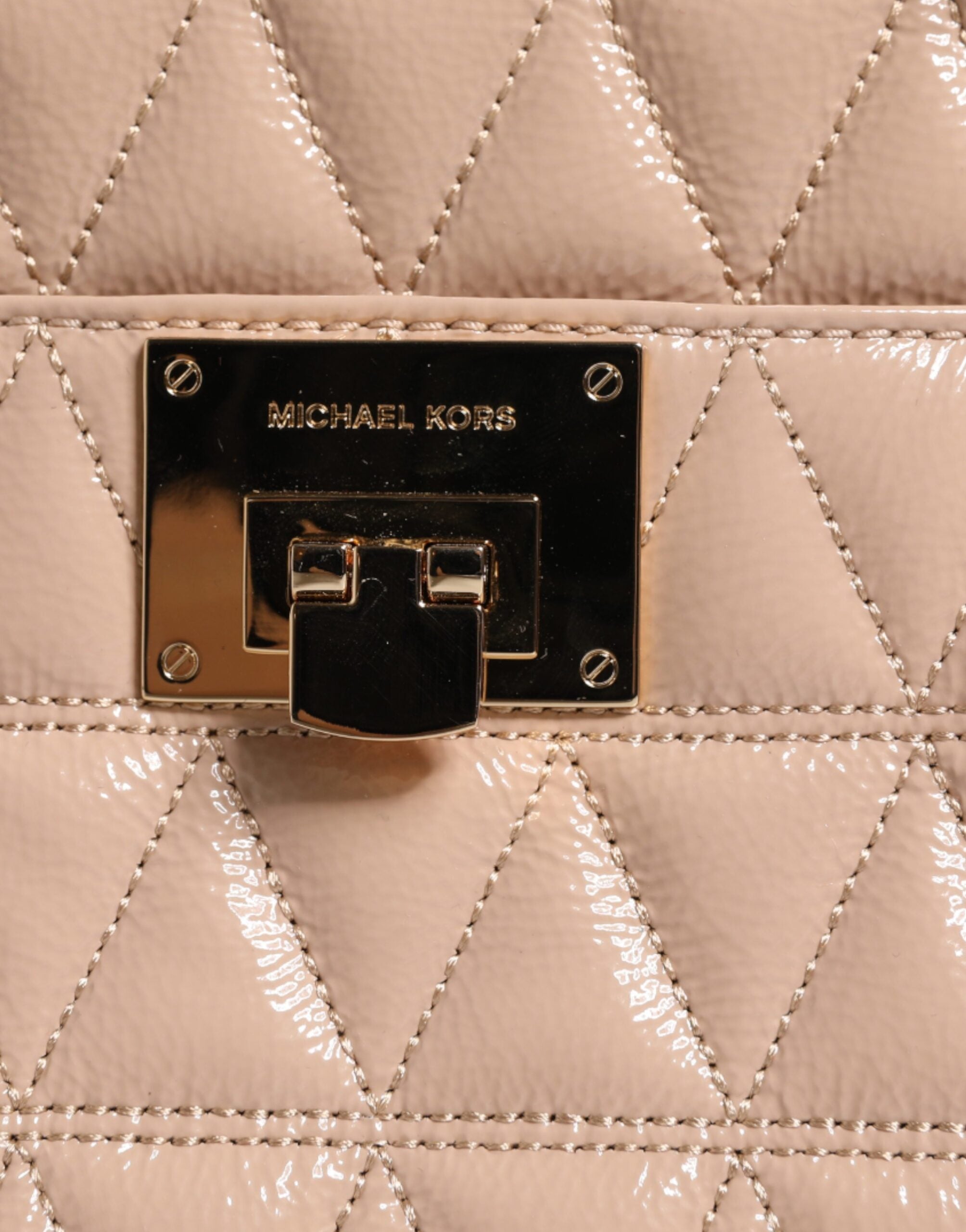 Pfirsich Gestepptes Leder Logo Crossbody VIVIANNE Messenger Bag