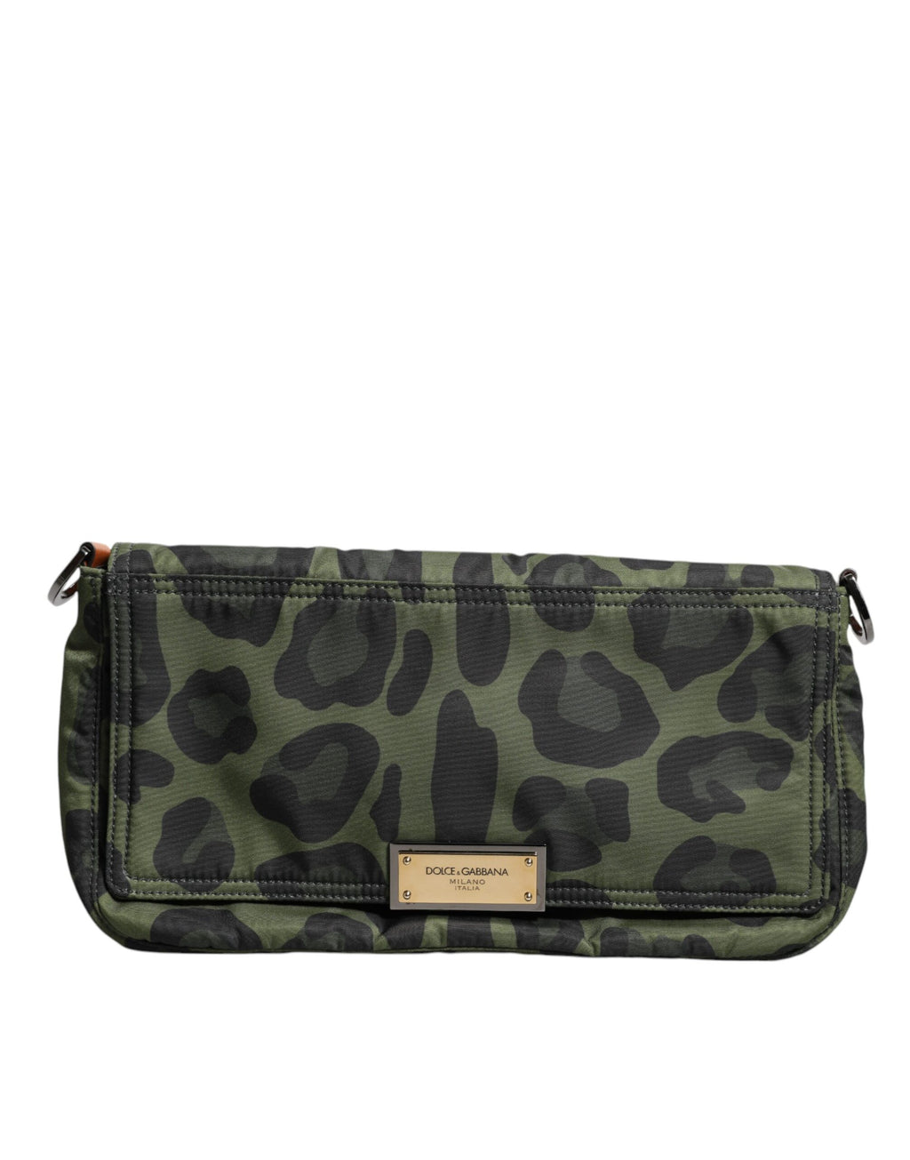 Grüne Nylon Leopard Print Shell Messenger Crossbody Tasche