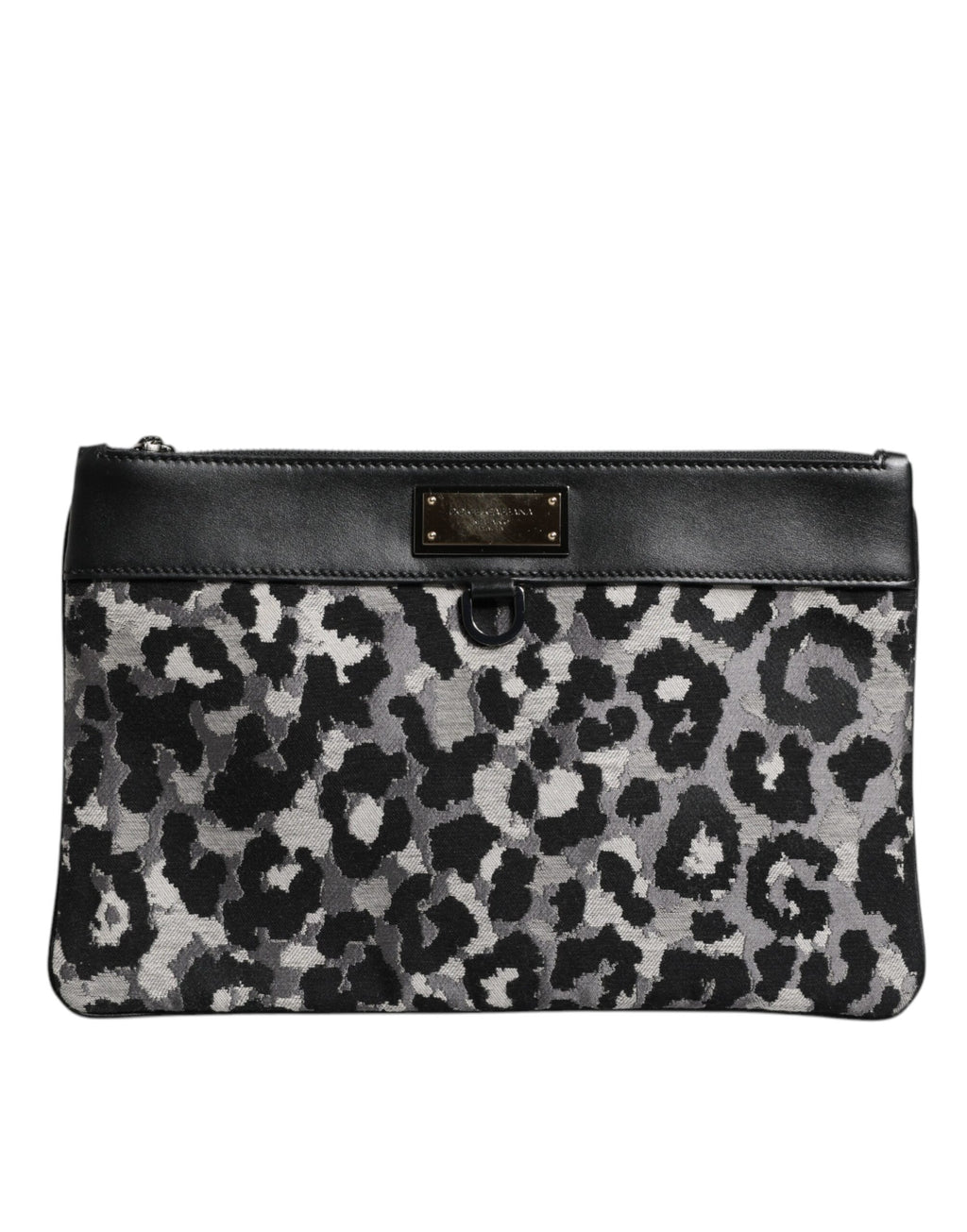Mehrfarbige Leopard-Jacquard-Logo-Plakette Herren-Beuteltasche
