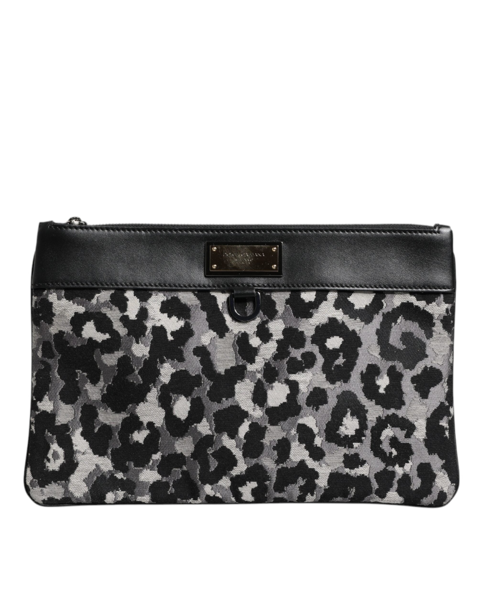 Mehrfarbige Leopard-Jacquard-Logo-Plakette Herren-Beuteltasche
