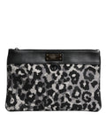 Mehrfarbige Leopard-Jacquard-Logo-Plakette Herren-Beuteltasche