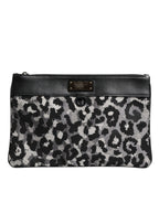 Mehrfarbige Leopard-Jacquard-Logo-Plakette Herren-Beuteltasche