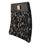 Mehrfarbige Leopard-Jacquard-Logo-Plakette Herren-Beuteltasche