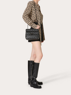 Schwarze Nappaleder Medium Rockstudt Spike Tasche